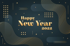 2022金色曲线新年快乐排版素材下载