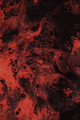 红色戴气泡的液态褶皱纹理图