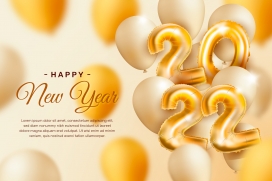 2022金色氢气球立体跨年字体素材