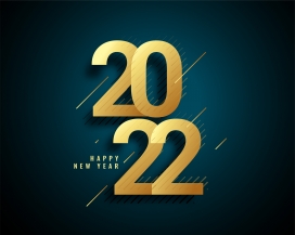 金色斜线2022立体新年字素材下载