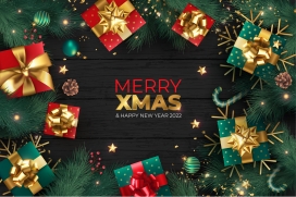 金色圣诞节礼物礼盒素材下载