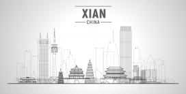 中国西安古城建筑素材下载