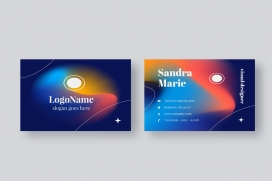 渐变蓝红黄企业名片素材下载