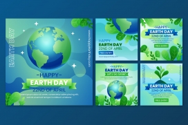 绿色保护地球卡通海报素材下载