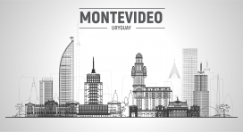 乌拉圭蒙得维的亚城市建筑描边素材下载