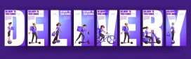 时尚紫色卡通代步车海报素材下载