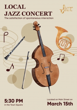 卡通小提琴音乐会海报素材下载