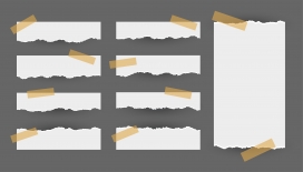 卡通贴了透明胶的白色便签纸素材下载