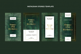 墨绿金生日邀请函海报素材