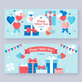 蓝色卡通礼物礼盒气球素材下载