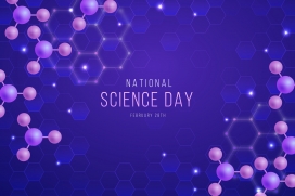 紫色渐变国家科学日背景