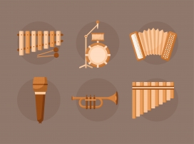 卡通六乐器器乐素材下载