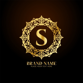 金色字母S花纹图案矢量素材下载