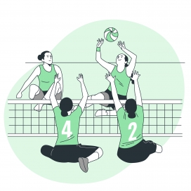 绿色卡通残奥会女排运动素材下载