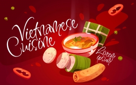 手绘水彩火腿肠拉面素材下载