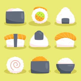 卡通日式料理寿司素材下载