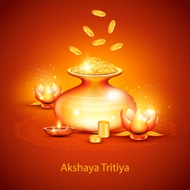 印度akshaya tritiya金色满月节金币佛光素材下载