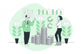 绿色卡通金币金融服务素材下载