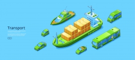 绿色游轮货船码头游艇素材下载