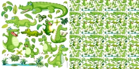卡通绿色鳄鱼素材下载
