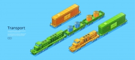 绿色货运火车集装箱运输素材下载