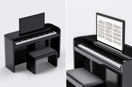 具有内置高清显示屏便于弹奏和学习的立式钢琴