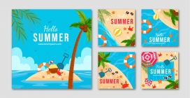 蓝色夏季度假风素材下载