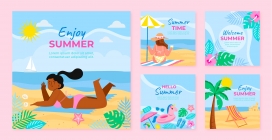 少女性感夏季风海滩度假素材下载