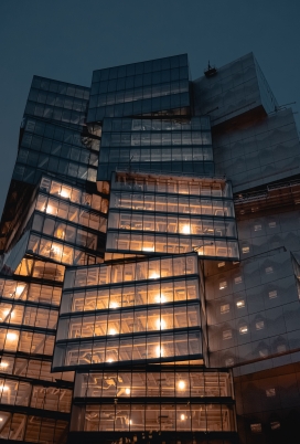 方块建筑房子夜景