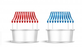 逼真的红蓝遮掩移动摊素材下载