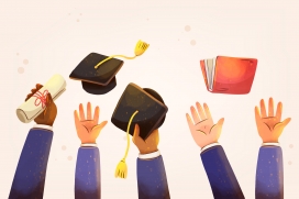 卡通扔毕业素材