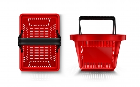 逼真的红色超市购物篮素材下载