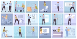 卡通手机扫码场景素材下载