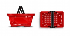 红色塑料购物篮素材下载