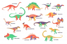 卡通各种各样的恐龙种类素材下载