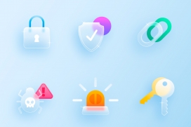 时尚蓝色透明清爽网页图标素材下载