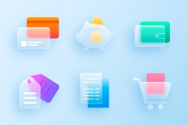 清爽蓝色透明网页小元素图标素材下载