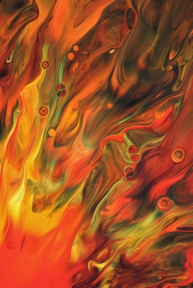 黄红色抽象液态花纹图