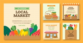 金黄色卡通农贸市场素材下载