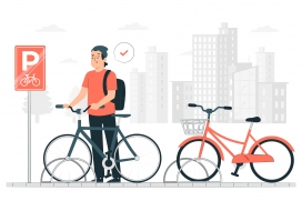 卡通城市自行车单车素材下载