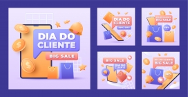 时尚蓝紫色移动互联购物袋素材下载