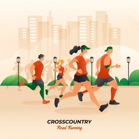 卡通马拉松跑步素材下载