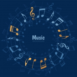 蓝色圆形五线谱符号素材下载