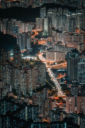 璀璨的城市建筑夜景图