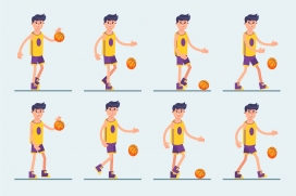 卡通打篮球分解动作素材下载