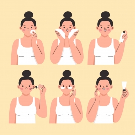 卡通用洗面奶洗脸步骤素材下载