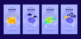 卡通蓝紫色大脑神经科技素材下载