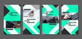 时尚几何蓝色工程师施工建材海报素材下载