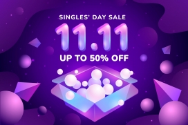 紫色风天猫双11活动海报素材下载