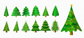 绿色金色线条装饰圣诞树素材下载